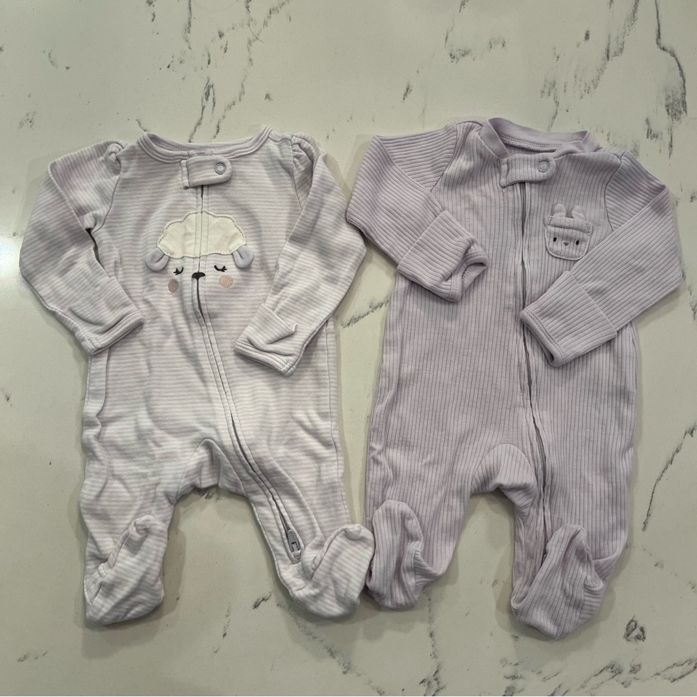 Carter's Lavender and White Baby Footies Set
